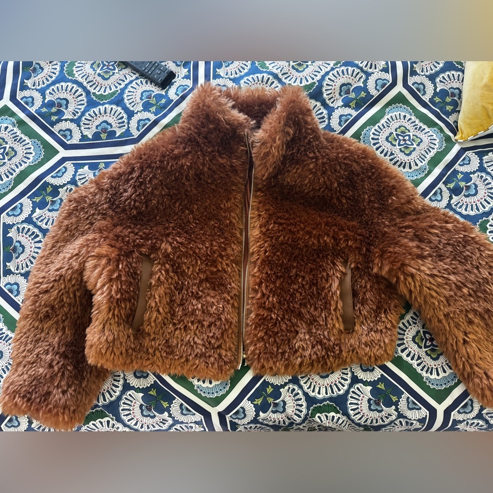 Anthropologie Maeve Teddy Zip-up Jacket - tan - Picture 10 of 15